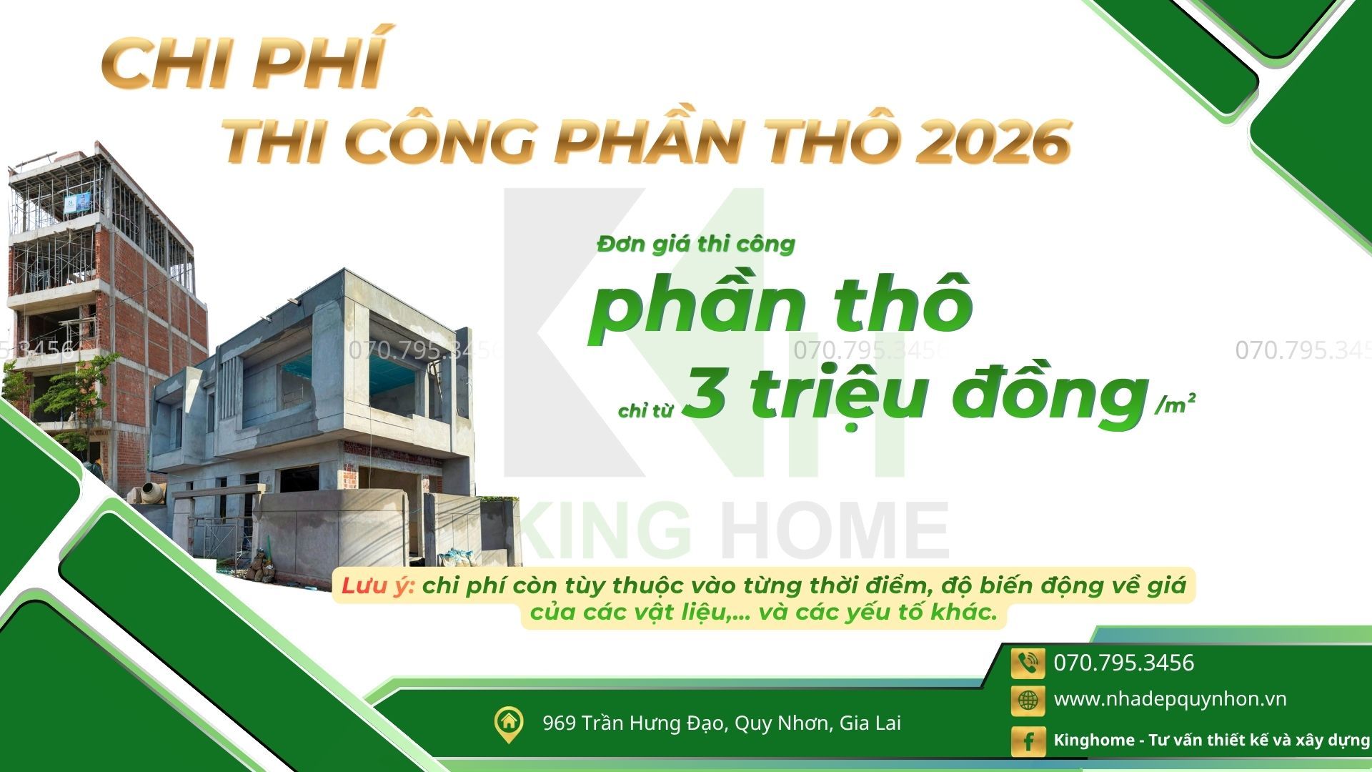 CHI PHÍ THI CÔNG PHẦN THÔ 2026