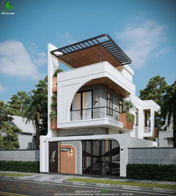 Mẫu nhà 2 tầng 1 tum